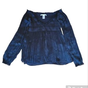 Diane Von Furstenberg Navy Blue Pleated Top